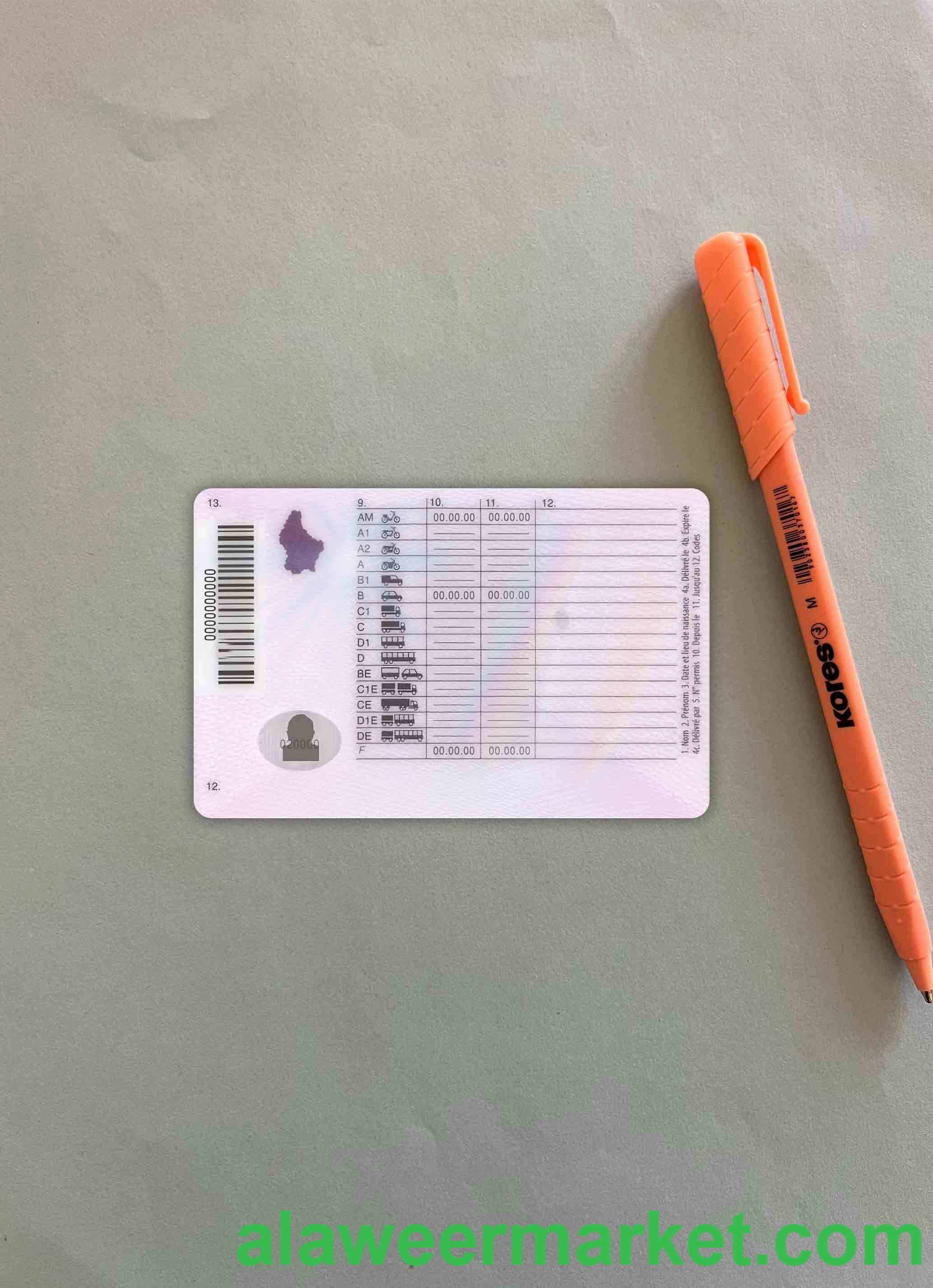 Luxembourg driving license photolook BACK
